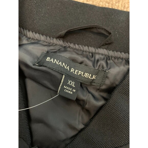 Banana Republic Jacket Mens 2XL Bomber Lightweight Repellent Black Preppy Zip Up - Picture 7 of 10